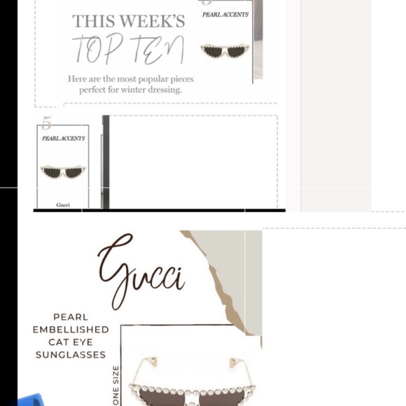 GUCCI FOREVER HOLLYWOOD EMBELLISHED PEARL WITH GOLD CAT EYE SUNGLASSES - Picture 12 of 13